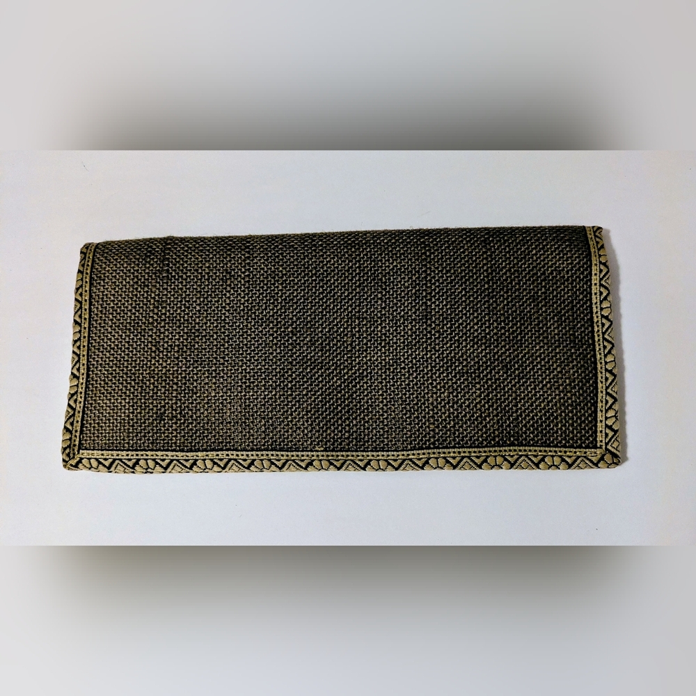 Clutch Canvas Gray Tan 10" Length 5" Width TTK Brand